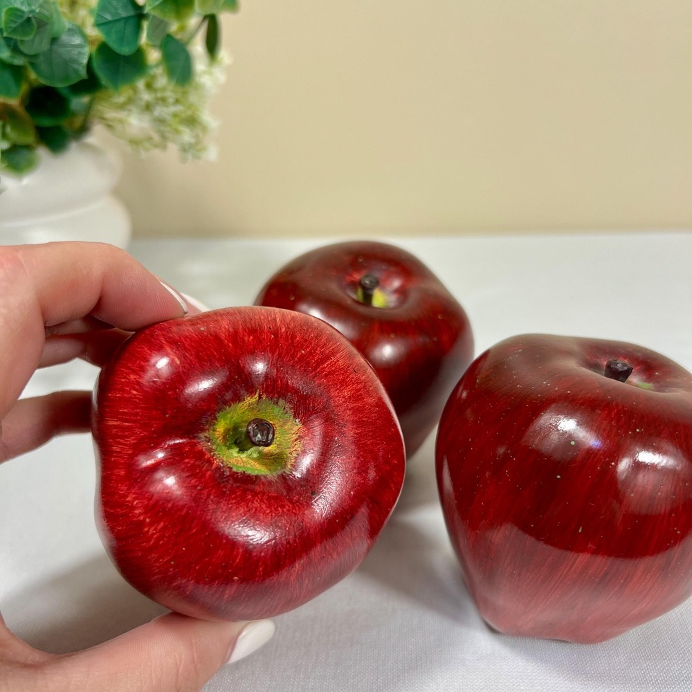 Ceramic Heavy Faux Apple Decor Figurines | Set of 3 | Teachers Gift - Picture 6 of 8